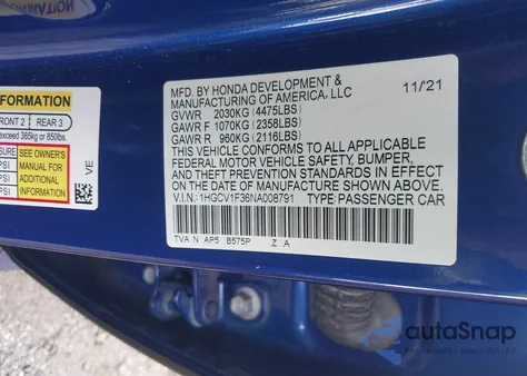 2022 Honda Accord Sport from USA, damaged, VIN 1HGCV1F36NA008791